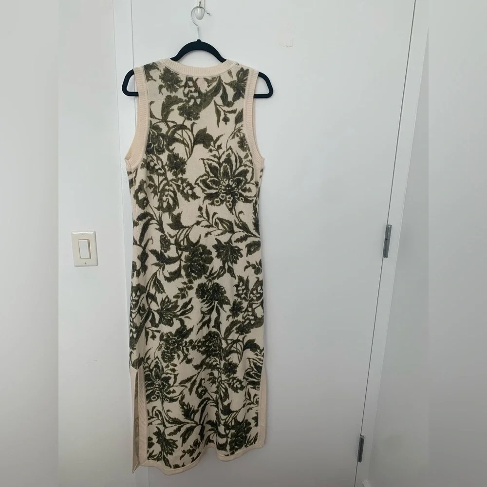 Figue Roxanne Cashmere Wool Sweater Dress Ikat Floral Woodland Green NWT